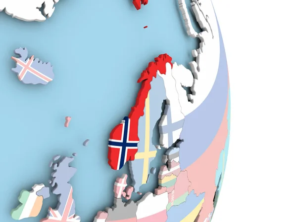 Norvège avec drapeau sur le globe — Photo