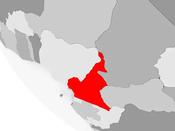 Kaart van Kameroen in het rood — Stockfoto