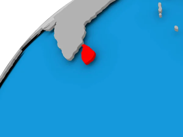 Χάρτης της Σρι Λάνκα στο κόκκινο — Φωτογραφία Αρχείου