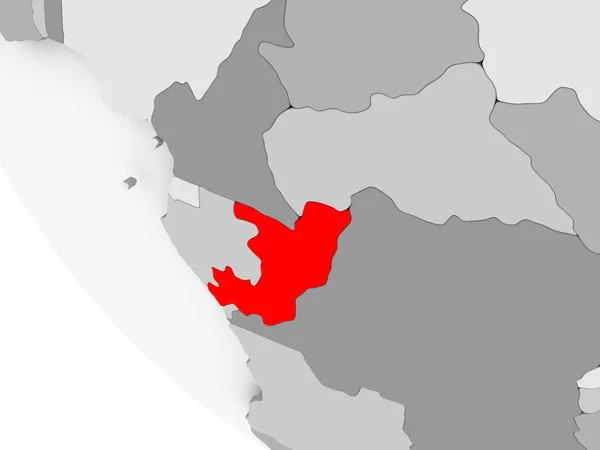 Χάρτης του Κονγκό στο κόκκινο — Φωτογραφία Αρχείου