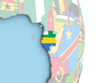 Gabon dünya üzerinde bayrak ile