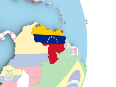 Dünya üzerinde bayrak ile Venezuela