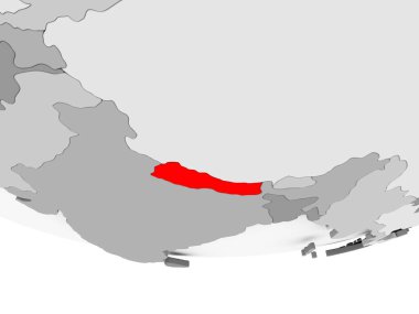 Nepal Haritası gri siyasi dünya üzerinde