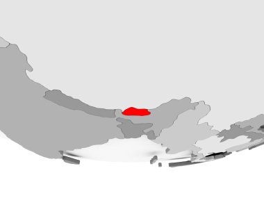 Bhutan Haritası gri siyasi dünya üzerinde