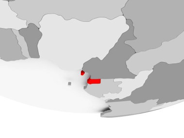 Ekvator Ginesi harita üzerinde gri siyasi dünya