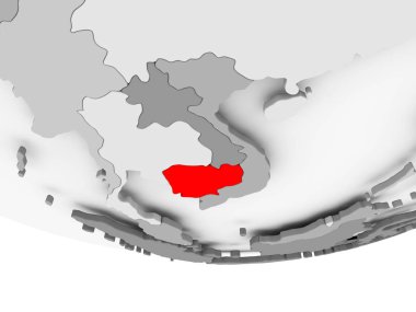 Kamboçya Haritası gri siyasi dünya üzerinde