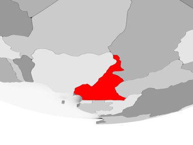 Kamerun Haritası gri siyasi dünya üzerinde