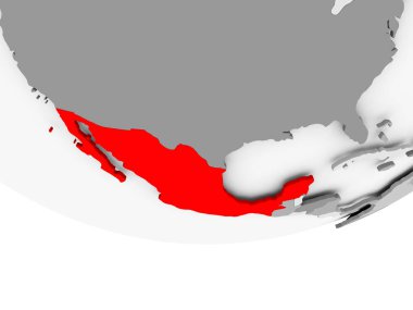 Meksika Haritası gri siyasi dünya üzerinde