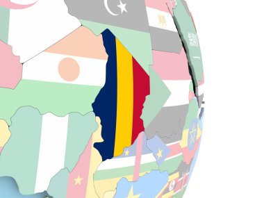 Chad dünya üzerinde bayrak ile