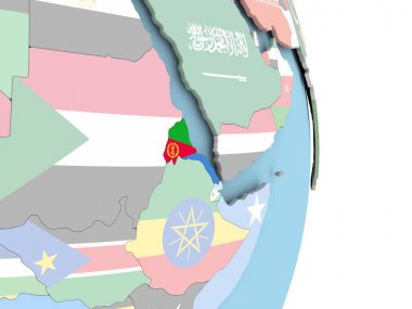 Dünya üzerinde bayrak ile Eritre