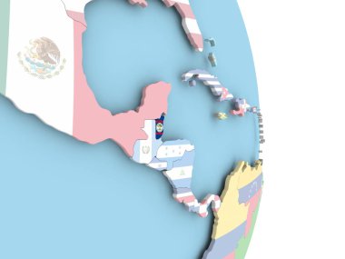 Dünya üzerinde bayrak ile Belize