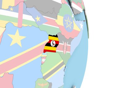 Uganda bayrağıyla dünya üzerinde