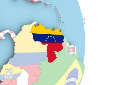 Dünya üzerinde bayrak ile Venezuela