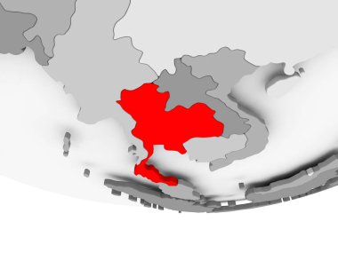 Tayland Haritası gri siyasi dünya üzerinde