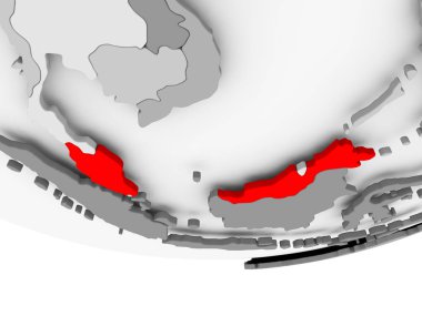 Malezya Haritası gri siyasi dünya üzerinde