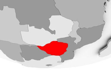 Zimbabve Haritası gri siyasi dünya üzerinde