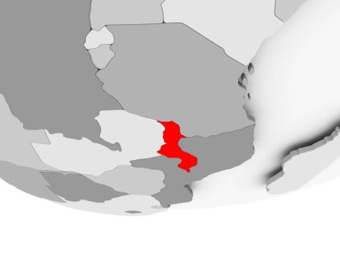 Malavi Haritası gri siyasi dünya üzerinde