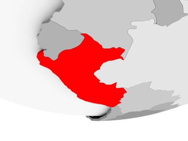 Peru Haritası gri siyasi dünya üzerinde