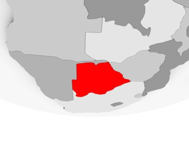 Botsvana Haritası gri siyasi dünya üzerinde