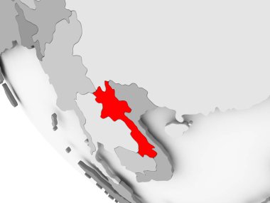Laos Haritası kırmızı