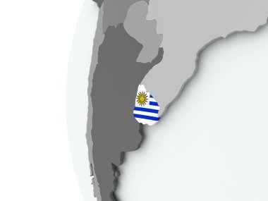 Uruguay bayrağı ile dünya üzerinde