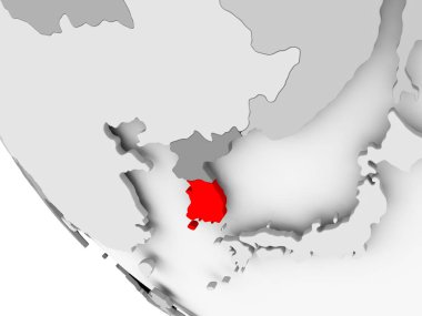 Güney Kore Haritası kırmızı