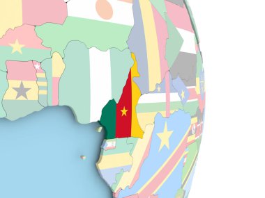 Kamerun dünya üzerinde bayrak ile