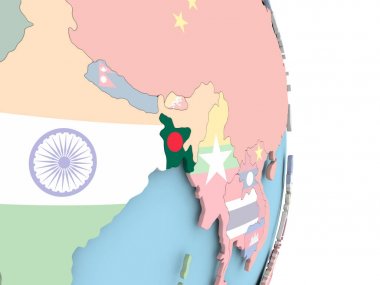 Bangladeş dünya üzerinde bayrak ile