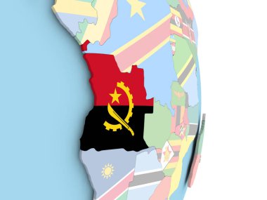 Dünya üzerinde bayrak ile Angola
