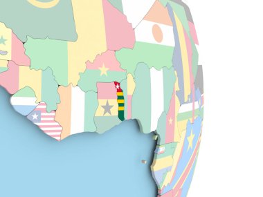 Togo dünya üzerinde bayrak ile