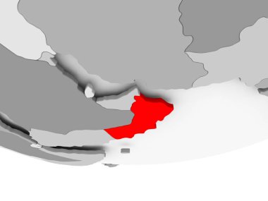 Umman Haritası gri siyasi dünya üzerinde