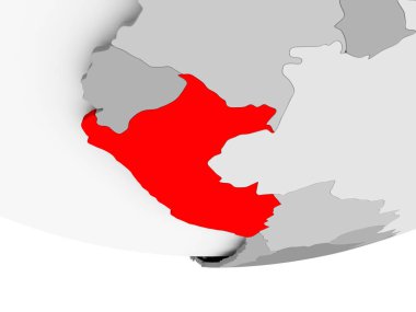 Peru Haritası gri siyasi dünya üzerinde