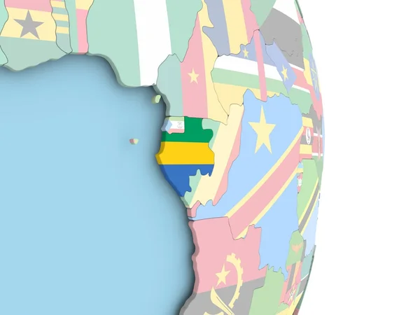 Gabon na flagi na całym świecie — Zdjęcie stockowe