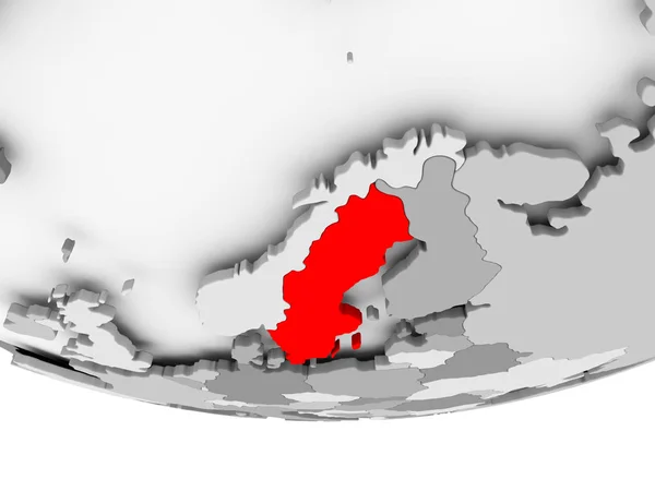 Mapa Švédsko na šedé politické globe — Stock fotografie