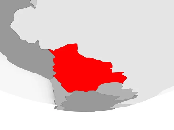 Karte von Bolivien auf grauem politischem Globus — Stockfoto