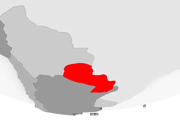 Карта Парагваю на сірий політичних глобус — стокове фото