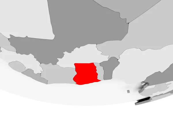Mappa del Ghana sul globo politico grigio — Foto Stock