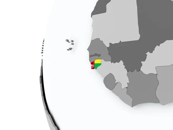 Guinée-Bissau sur le globe avec drapeau — Photo