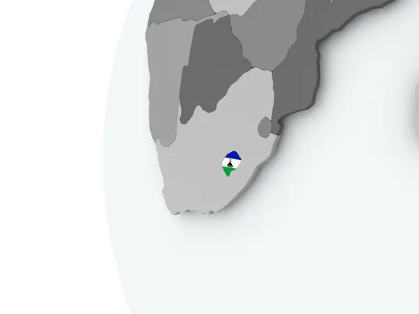 Lesotho on globe with flag — Stock Photo, Image