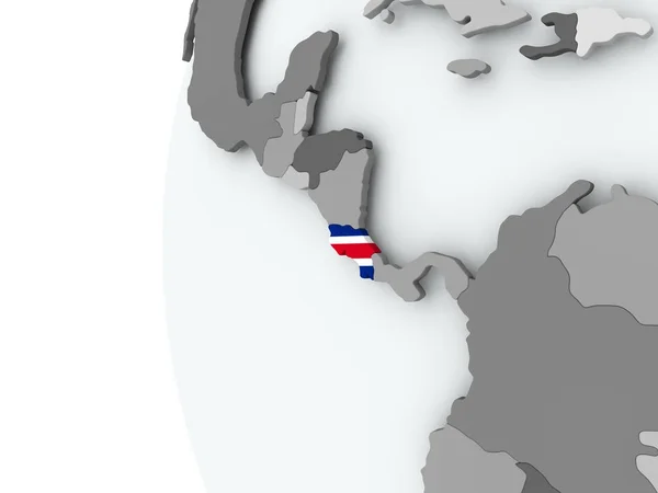 Costa Rica sul globo con bandiera — Foto Stock