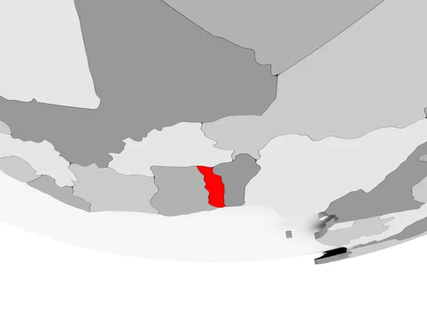 Kaart van Togo op grijs politieke wereldbol — Stockfoto