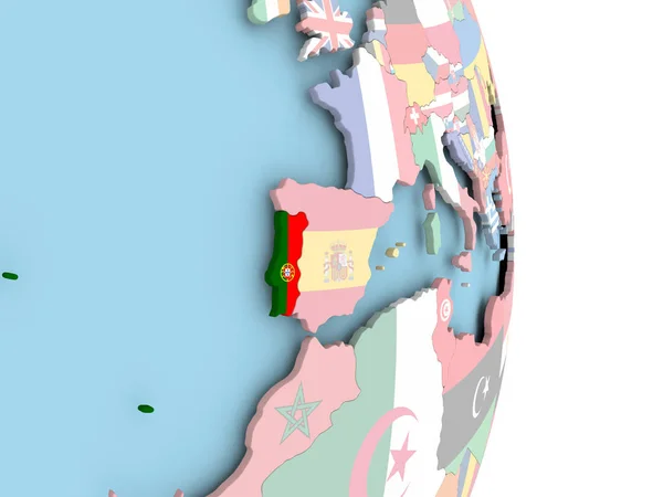 世界のフラグが付いているポルトガル — ストック写真