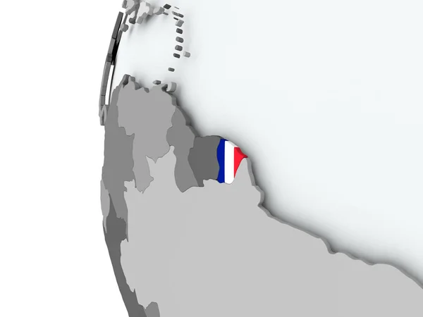 Guyane française sur le globe avec drapeau — Photo