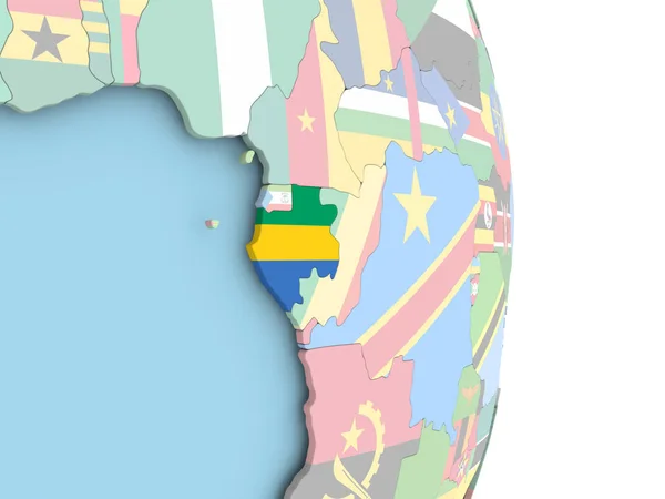 Gabon avec drapeau sur le globe — Photo