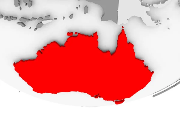 Map of Australia on grey political globe — Stock Photo, Image