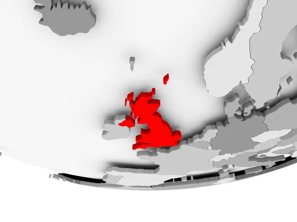 Mapa do Reino Unido sobre o mundo político cinzento — Fotografia de Stock
