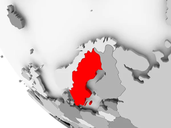 Karte von Schweden in rot — Stockfoto