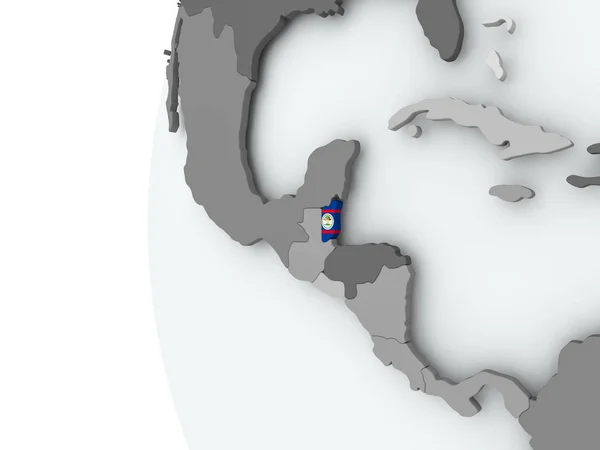 Belize op wereldbol met vlag — Stockfoto