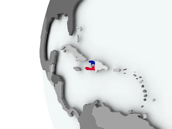 Гаити на глобусе с флагом — стоковое фото