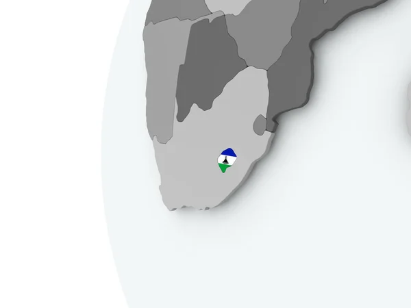 Lesotho sur le globe avec drapeau — Photo